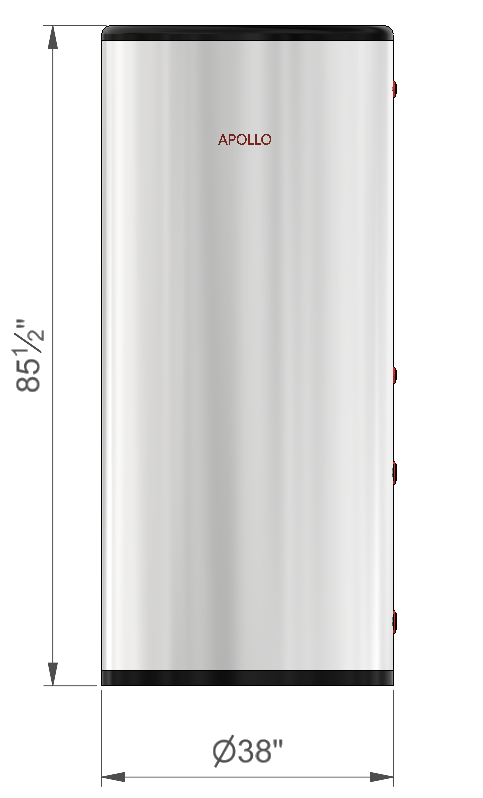 APOLLO DHW250 MAX - Stainless Combined Indirect Water Heater Tank (Copy)