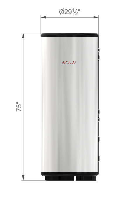 APOLLO DHW120 MAX - Stainless Combined Indirect Water Heater Tank