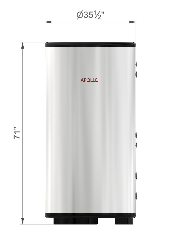 APOLLO DHW160 MAX Elite - Stainless Combined Indirect Water Heater Tank