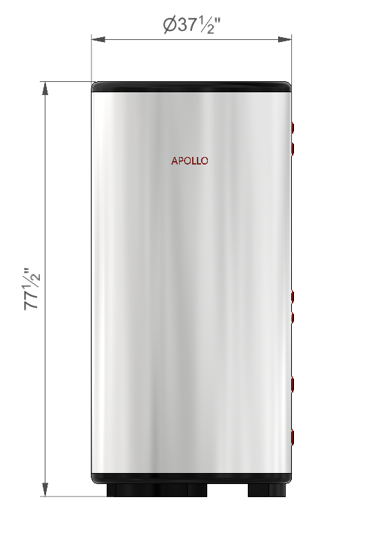 APOLLO DHW200 MAX Commercial - Stainless Combined Indirect Water Heater Tank