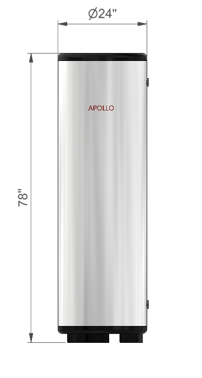 APOLLO DHW80 - Stainless Indirect Water Heater Tank - 80gal