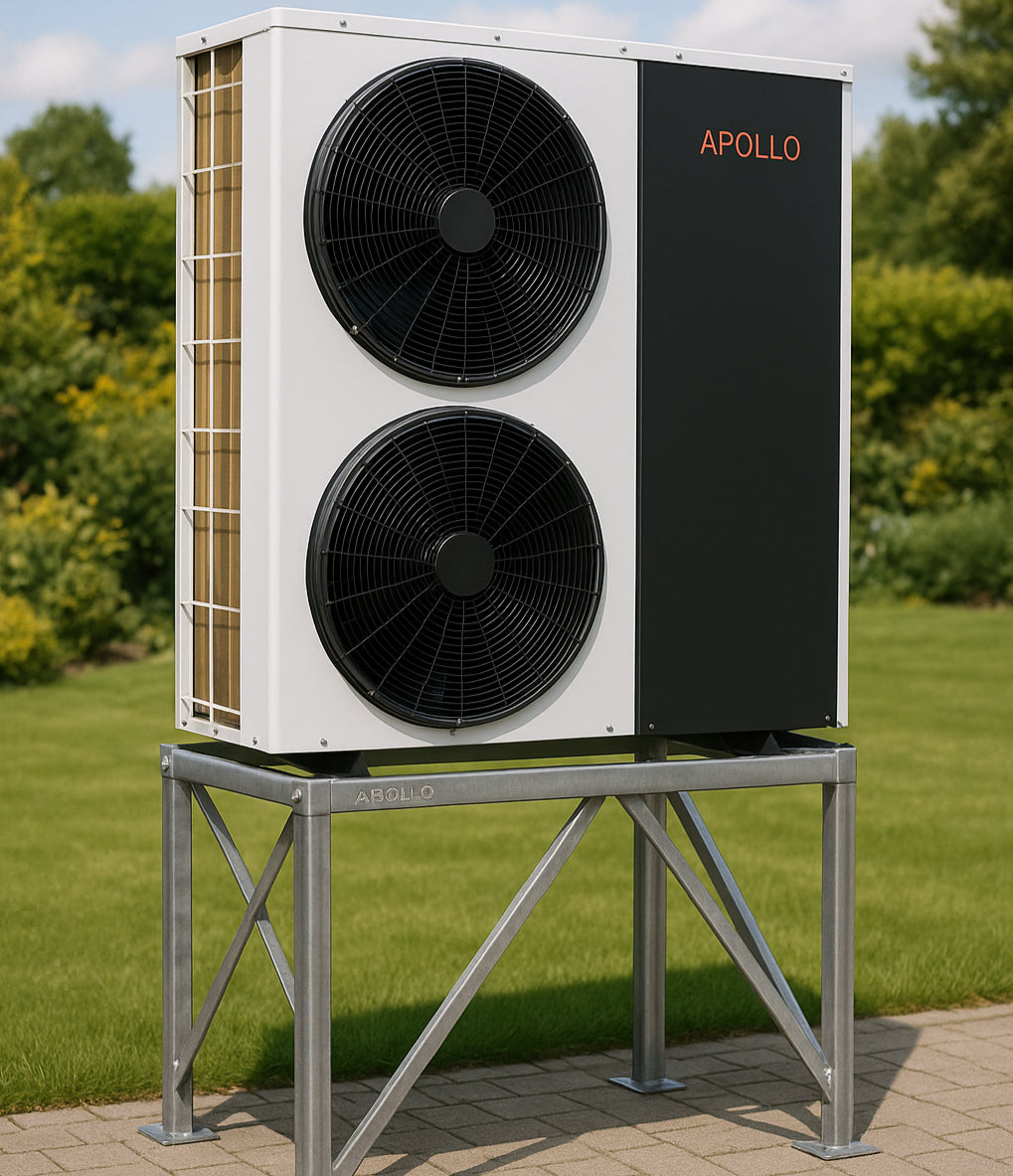 APOLLO Stainless Steel Stand installed with heat pump