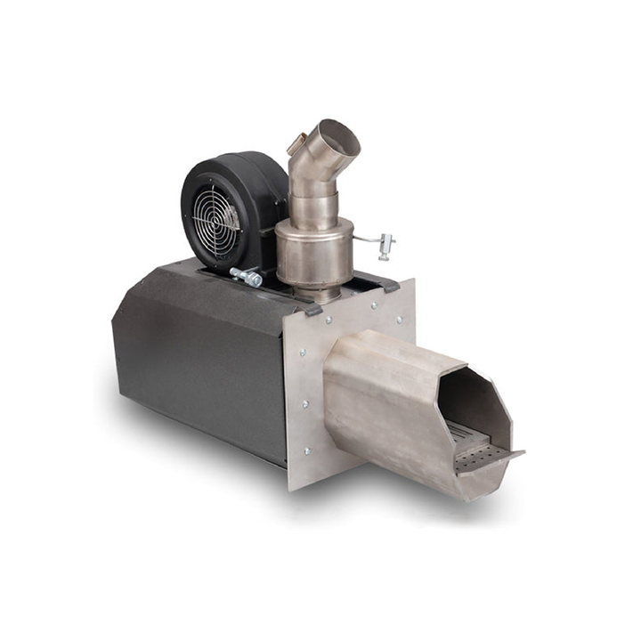 TIS GREAT FLAME Front pellet burner — front view with components