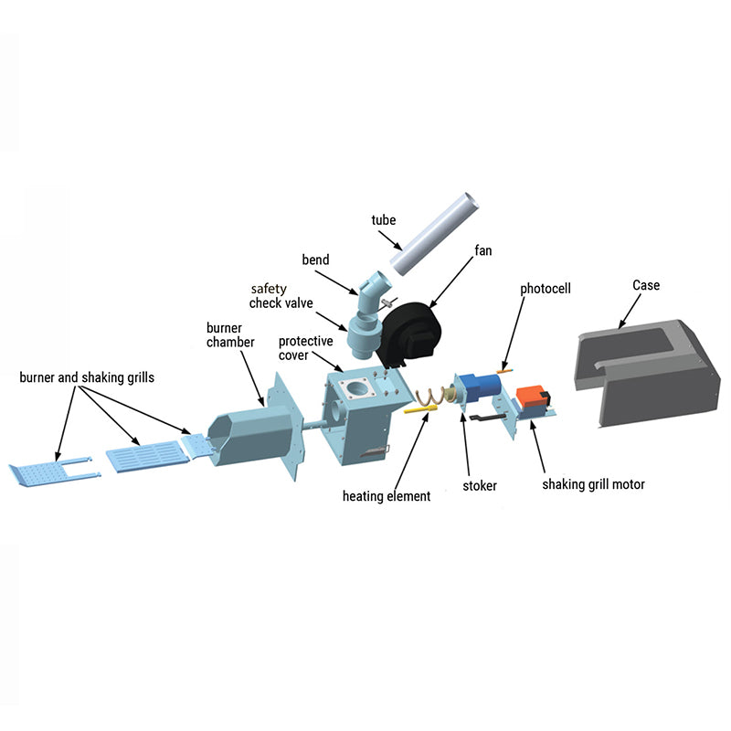 TIS GREAT FLAME Front pellet burner kit — auger and corrugated sleeve