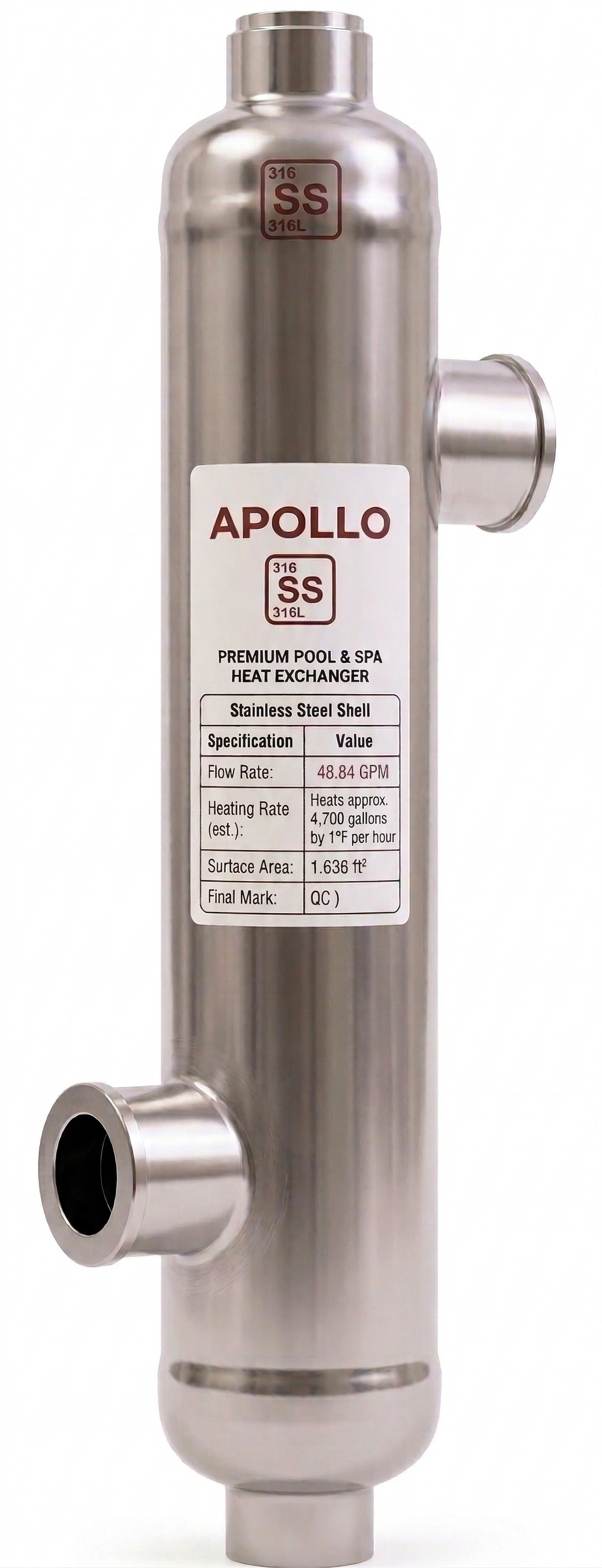 Pool & Spa Heat Exchanger opposite-side view