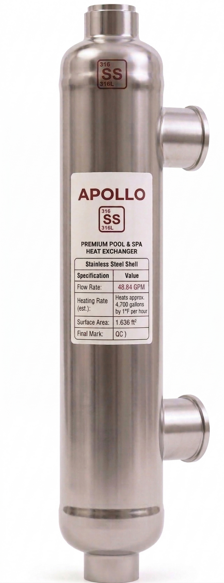 Pool & Spa Heat Exchanger same-side port configuration